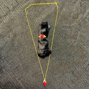 Gordon’s Jewelers Gold & Ruby Heart-Shaped Necklace & Ring Set